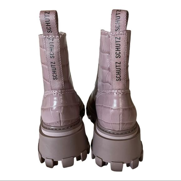 SCHUTZ Orly Croc-Print Lug-Sole Combat Boots Size 6B Sweet Lilac - Picture 4 of 10